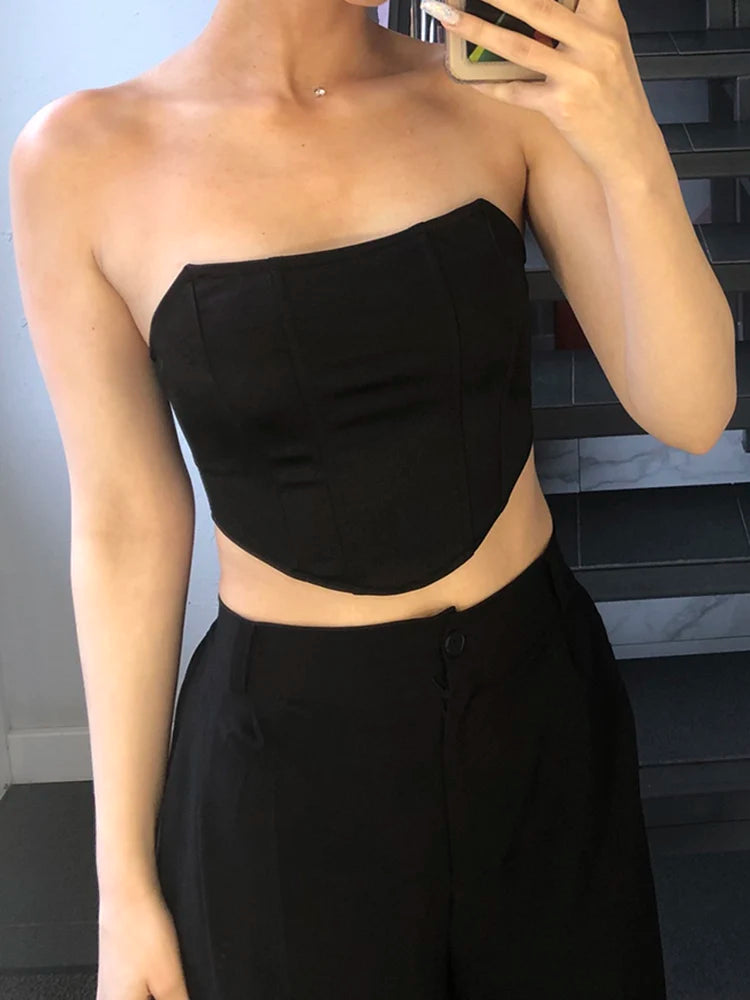 Sleeveless Off Shoulder Corset Crop Top