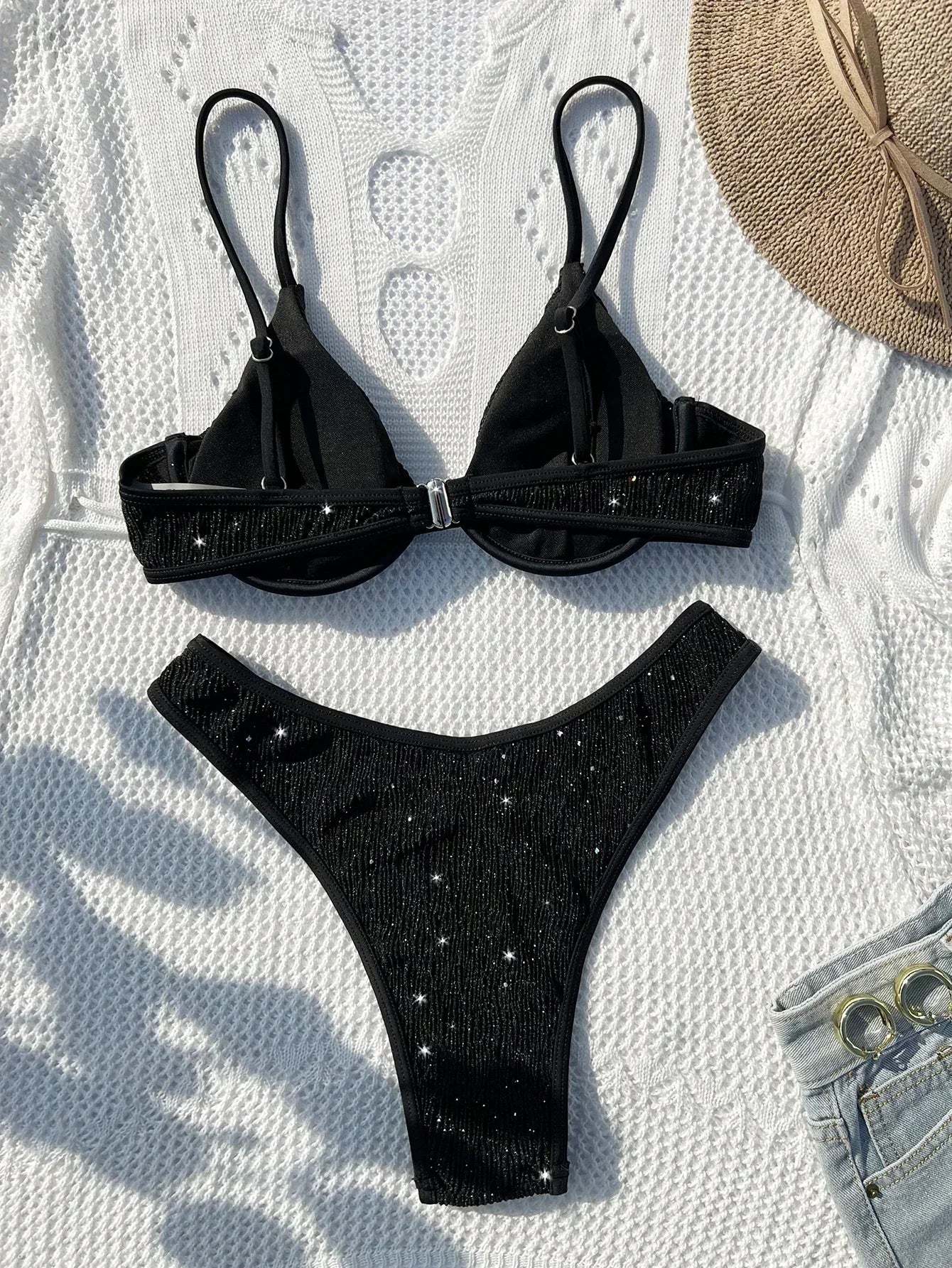 Swimsuit Black Shiny Bikini