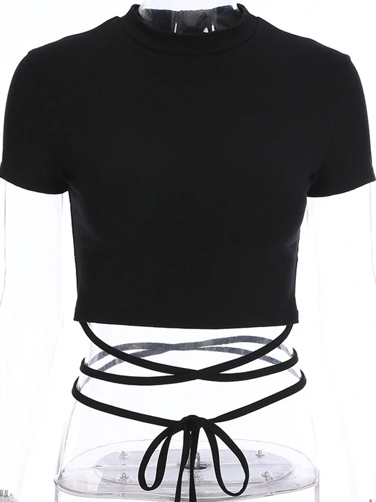 Black Short T-Shirt Sexy Crop Top
