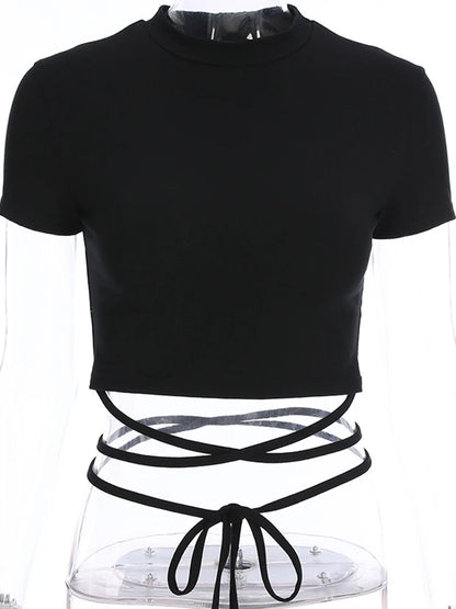 Black Short T-Shirt Sexy Crop Top