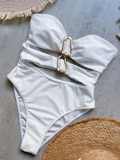 Sexy Metal Ring Cut Out Swimwear