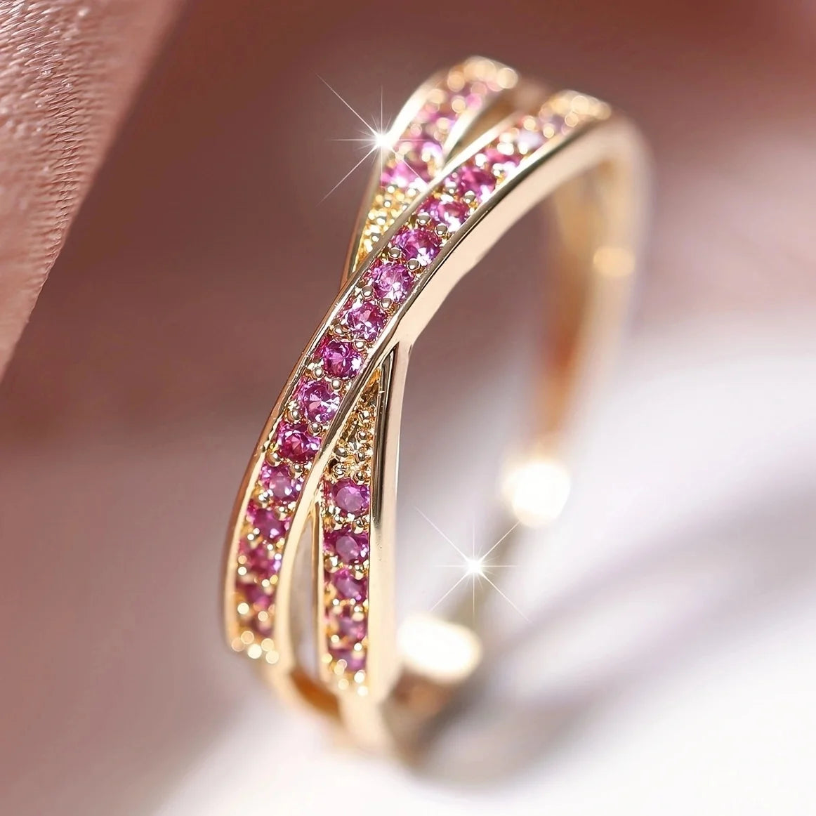 Minimalist Stacking Crossed Thin Ring