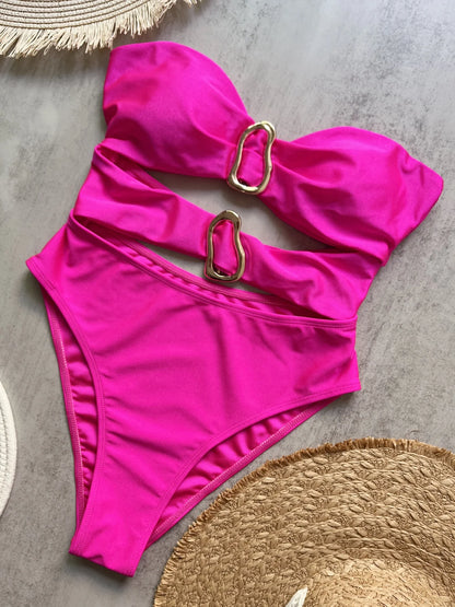 Sexy Metal Ring Cut Out Swimwear
