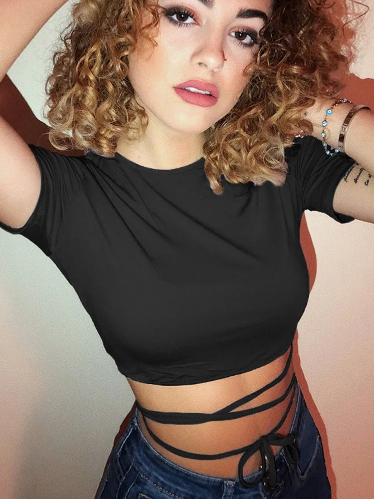 Black Short T-Shirt Sexy Crop Top